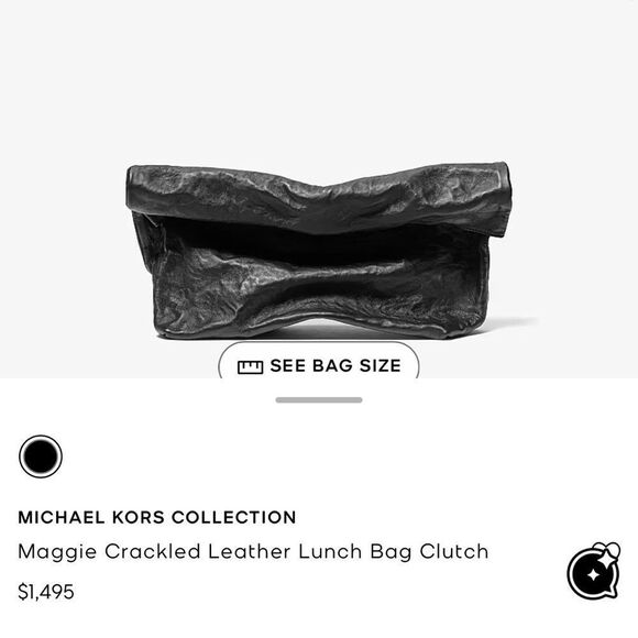 Michael Kors Collection Handbags - Michael Kors Collection Maggie Crackled Leather Lunch Bag Clutch - Black NWOT